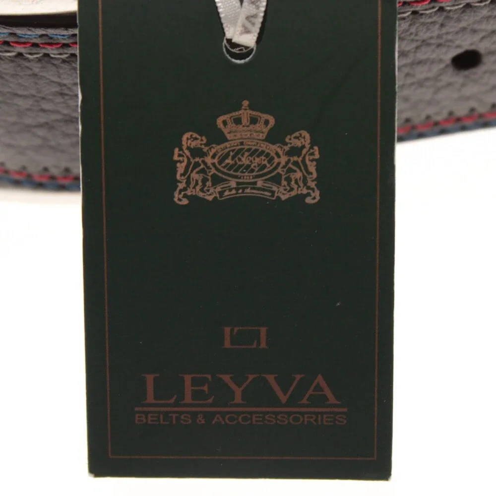 Leyva NWT Classic Belt Size 110 (US 42) in Brown Pebbled Leather Made in Spain